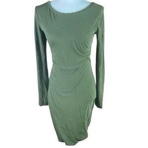 Standard James Perse Womens Green Fitted Ruched Long Sleeve Bodycon Dress Size 0